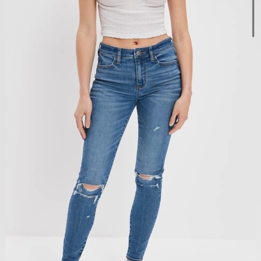 AE Ne(x)t Level Ripped High-Waisted Jegging Size 8 new with tags - Picture 2 of 8